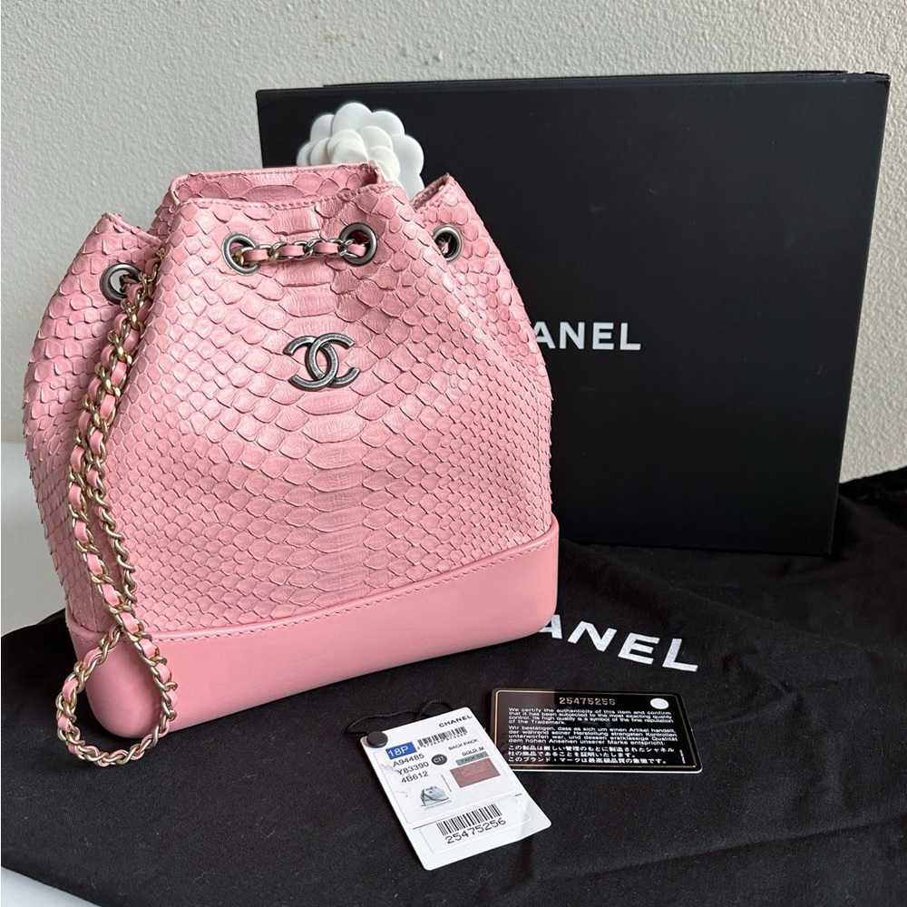 Rare Authentic Chanel Pink Python Small Gabrielle… - image 2
